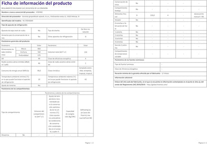 HISENSE RL170D4AWE Petit Réfrigérateur À Une Porte Réversible Avec Capacité De 138 L, Garde-Manger Vertical Blanc
