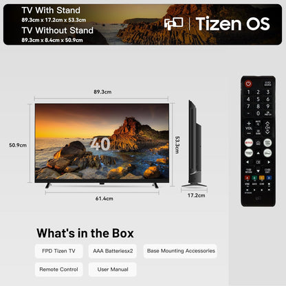 40 Pouces (102 Cm) Smart TV 1080P Full HD Tizen OS, Gaming Hub HDR 10 | Dolby Audio, HDMI, Miracast, Commande Vocale, 350+ Chaînes TV Gratuites,Téléviseur À Écran Plat