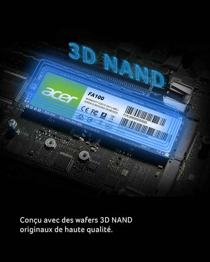 FA100 Pcie 3.0 Nvme SSD 512Go : Vitesse De Lecture Jusqu’À 3300 Mo/S, Disque Dur Interne Gen3X4 M.2 2280 Avec HMB Et SLC – Disque SSD De Jeu Pour Ordinateur Portable/De Bureau