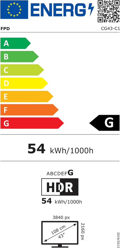 Smart TV 43 Pouces Téléviseur 4K UHD Google TV Écran Plat 60Hz MEMC | Image 4K HDR10, Dolby Vision, Son Immersif Dolby Atmos, Technologie MEMC Fluide, Chromecast Intégré, Google TV