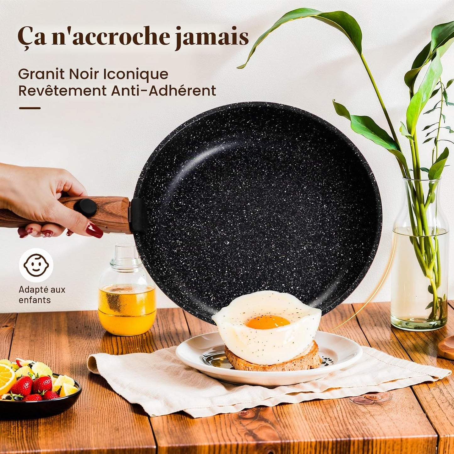 Set De Cuisine 10 PCS, Poêles Casseroles À Poignée Amovible | Batterie De Cuisine Tout Feux, Revêtement Antiadhésif En Granit Empilables Convient Aux Camping-Cars Et Au Camping
