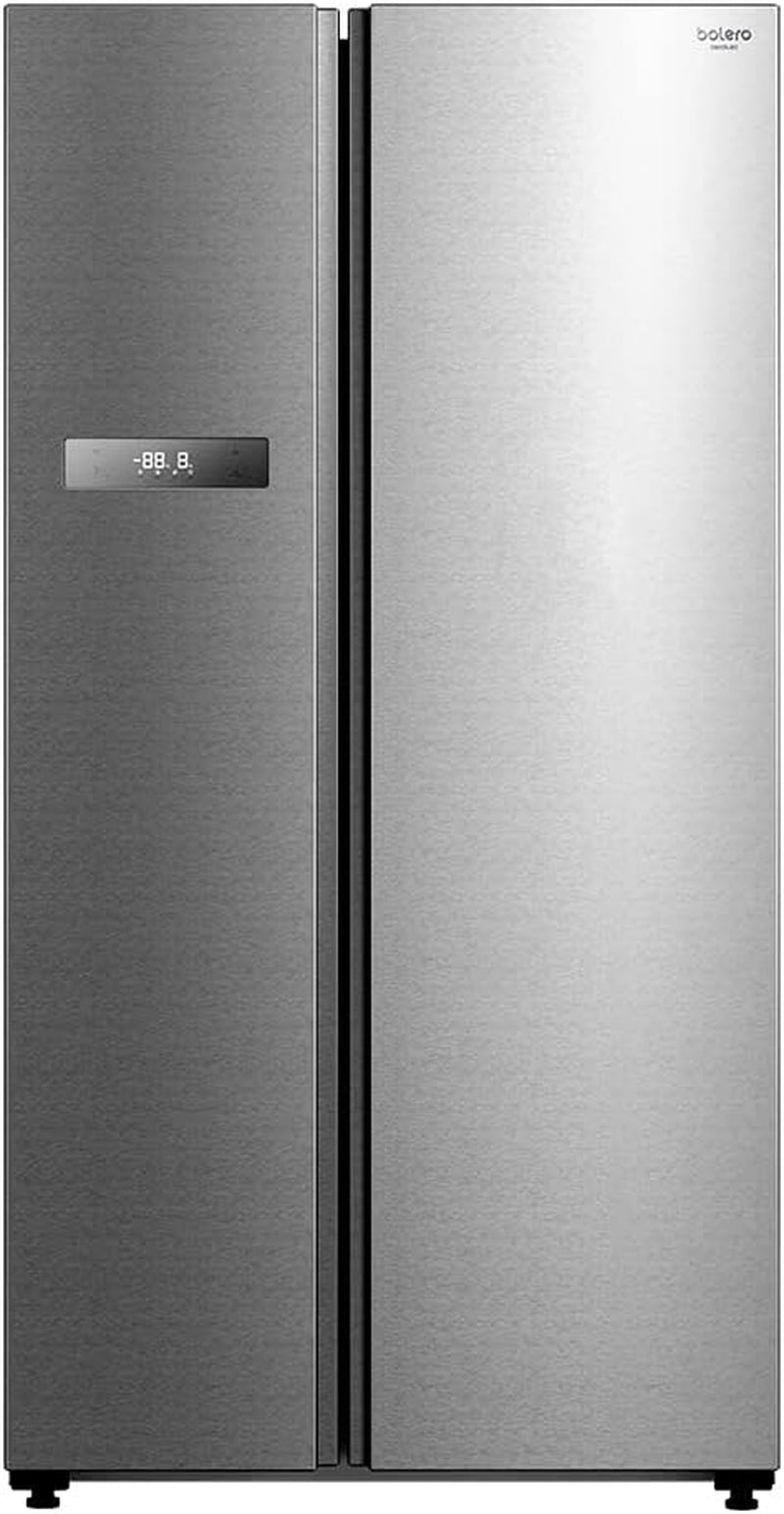 Réfrigérateur Américain 2 Portes Bolero Coolmarket SBS 592 INOX. 592 Litres, 177,5 Cm De Haut Et 91 Cm De Large, Faible Consommation, Moteur Onduleur