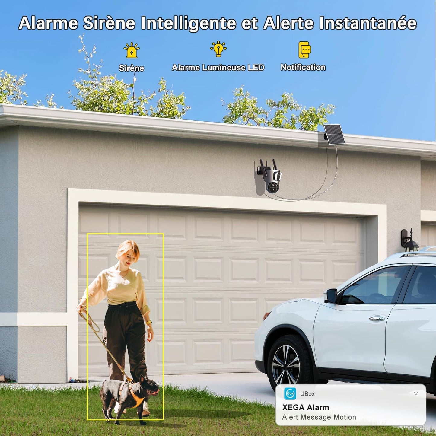 4G LTE Caméra Solaire【Double Objectif】Avec Carte Sim, 14400Mah Camera Extérieure Sans Fil, Détection De Personne 2K HD Inclinable 355°/100°, Autonome Sur Batterie,Vision Nocturne IP66 (Non Wifi)