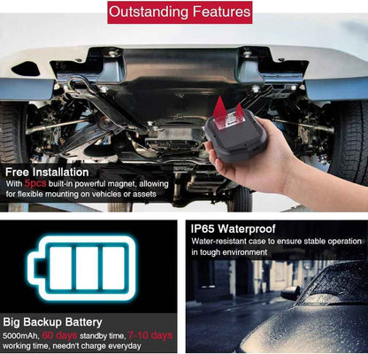 Traceur GPS Voiture TK905 Tracker Imperméable Avec Alarme De Géo-Clôture Étanche, Traqueur GPS Pour Voiture/Véhicule/Moto/Flotte, Montage Magnétique Et Batterie 5000Mah (90 Jours En Veille)