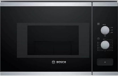 PKF611BB8E- Série 4,Table De Cuisson Vitrocéramique - 4 Foyers - 60 Cm - Puissance 6600 W - Noir & BFL520MS0 Série 4 - Micro-Ondes Intégrable, 60 X 38 Cm, 21 Litres, Inox