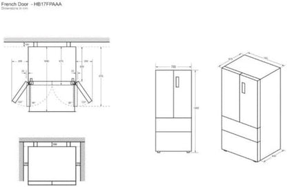 HB 17 FPAAA Réfrigérateur-Congélateur Autoportante 446 L E Acier Inoxydable