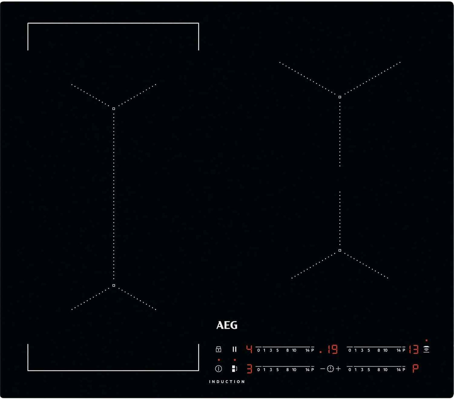 AEG Table De Cuisson À Induction Série 6000, IKX64441CB, 4 Zones De Cuisson, 60 Cm, Fonction Pont, Fonction Hob2Hood, Minuterie De Cuisson Intégrée, Verrouillage Par Clé, Chaleur Résiduelle 3 Étapes