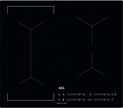 AEG Table De Cuisson À Induction Série 6000, IKX64441CB, 4 Zones De Cuisson, 60 Cm, Fonction Pont, Fonction Hob2Hood, Minuterie De Cuisson Intégrée, Verrouillage Par Clé, Chaleur Résiduelle 3 Étapes