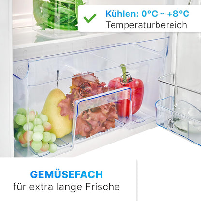Bomann KS 7349 Kühlschrank, 91L, 2 Glasablagen, LED Innenraumbeleuchtung, Gemüseschale, Weiß