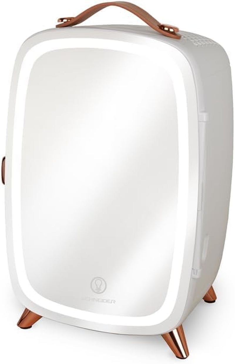 SCMF6W, Mini Frigo Cosmétique 5L, Fonction Froid, Moteur Brushless, Miroir Avec LED, 1 Étagère, 240W, Blanc