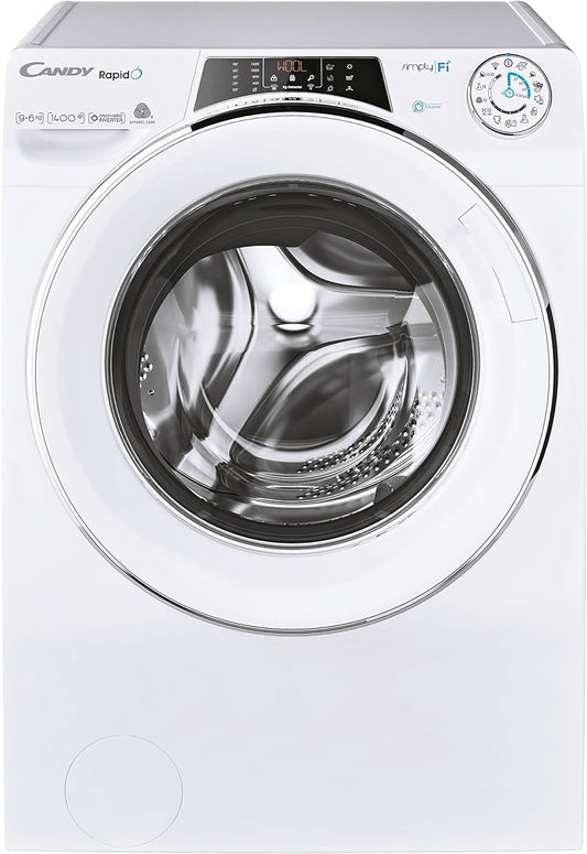 Rapidò ROW4964DWMCE/1-S Lave-Linge 9+6 Kg, 1400 Tours, Wi-Fi + BLE, Télécommande À Distance, Départ Retardé, Classe A, 60 X 58 X 85 Cm, Blanc