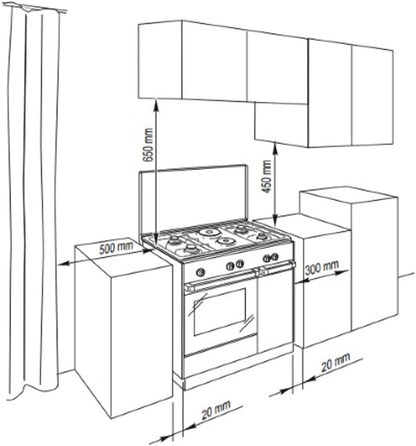 De Longhi Cuisine SGW-854N À Gaz 4 Feux Et Four À Gaz Couleur Blanche