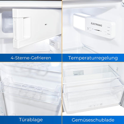 Exquisit KS185-4-HE-040E Standkühlschrank, 55 Cm Breit, 190L, Temperatureinstellung, Flaschenregal, Eierablage, Gemüseschublade, Inoxfarben