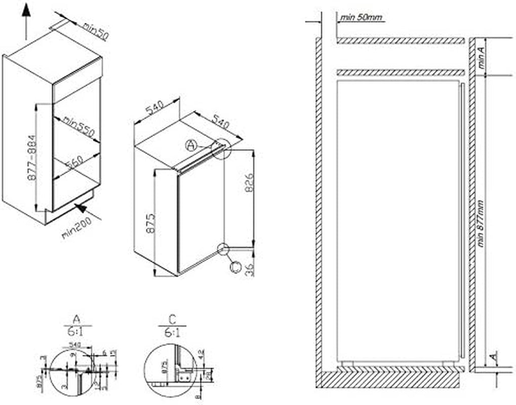 Amica EKS 16171 Frigo Combine Intégré (Placement) 116 L E Blanc