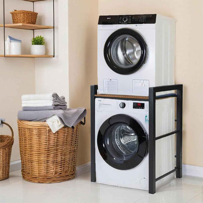Meuble Machine À Laver Et Seche Linge, 3 Réglable En Hauteur, Kit D'Empilage Pour Lave-Linge Et Sèche-Linge À Chargement Frontal, Meuble Machine À Laver, Capacité Charge 300Kg (Nori)