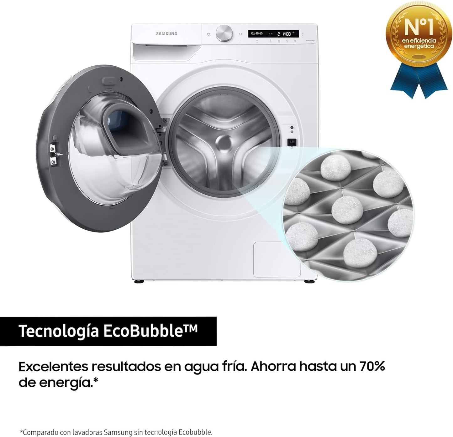 WW90T554DTW/S3 Lave-Linge - Addwash™, Série 5, 9 Kg, Blanc, Technologie Ecobubble™, Intelligence Artificielle, Classe A