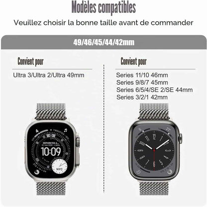 Milanais Bracelet En Titane Pour Apple Watch Ultra 3/2/1 49Mm 46Mm 45Mm 44Mm 42Mm(Series 3 2 1), Boucle De Type Parachute, Bracelets En Titane Pour Iwatch SE3/SE2/SE Series 11 10 9 8 7 6 5 4 3 2 1