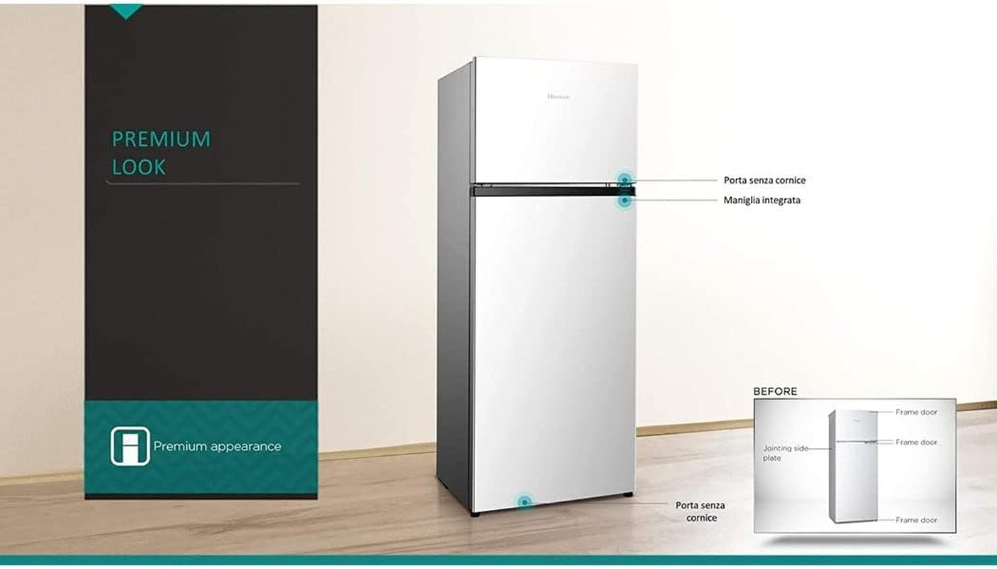 Hisense RT267D4AWF Réfrigérateur - Pose Libre, 206L, LED, 221 Kwh/An2 Portes, Blanc, Classe F