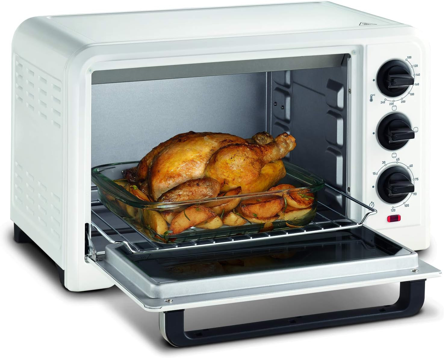 Four Optimo 19 L, Cuisson Pain, Pizza, Tartes, Gâteaux, Pâtisseries, 6 Modes De Cuisson, Chaleur Traditionnelle, Blanc OX441110