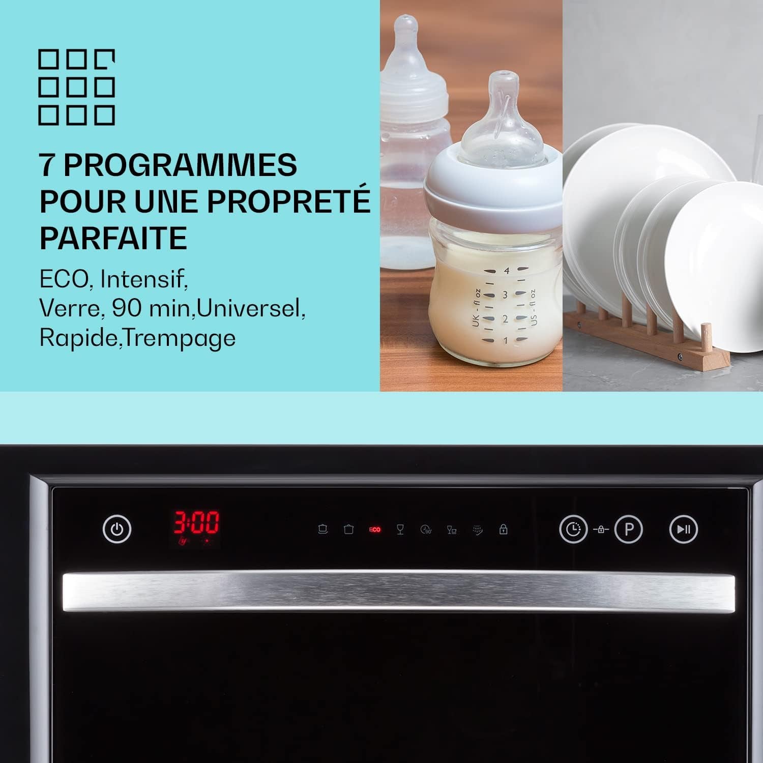 Mini Lave-Vaisselle De Table Compact De 6 Couvert, Silencieux, 7 Programmes De Lavage, Portable, Facile À Installer Pour Maison, Bureau