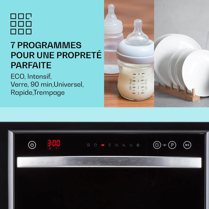 Mini Lave-Vaisselle De Table Compact De 6 Couvert, Silencieux, 7 Programmes De Lavage, Portable, Facile À Installer Pour Maison, Bureau