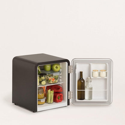 / RETRO FRIDGE 50 Silver/Réfrigérateur Noir Avec Poignée Argent/Pratique Et Fonctionnel, Matériaux Résistants