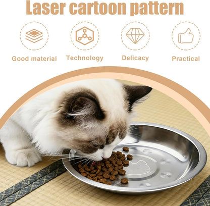 Lot De 15 Gamelles Pour Chat En Acier Inoxydable : 16 Cm Gamelle Pour Chat Plate En Acier Inoxydable 304, Gamelle Pour Chat, Gamelle Anti-Chute Pour Chat Anti-Chute Et Facile À Nettoyer, Facile À