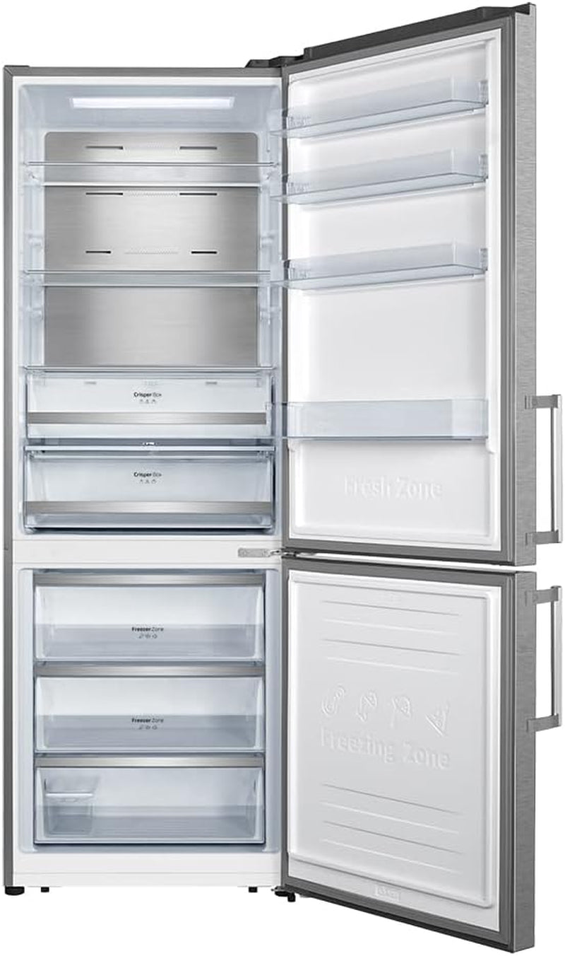 Frigorífico Combi 2 Portes Bolero Coolmarket Combi 495 Inox. 495 Litres, Hauteur 200 Cm, Économies D'Énergie, Pas De Gel, Refroidissement En Métal Pour Refroidissement