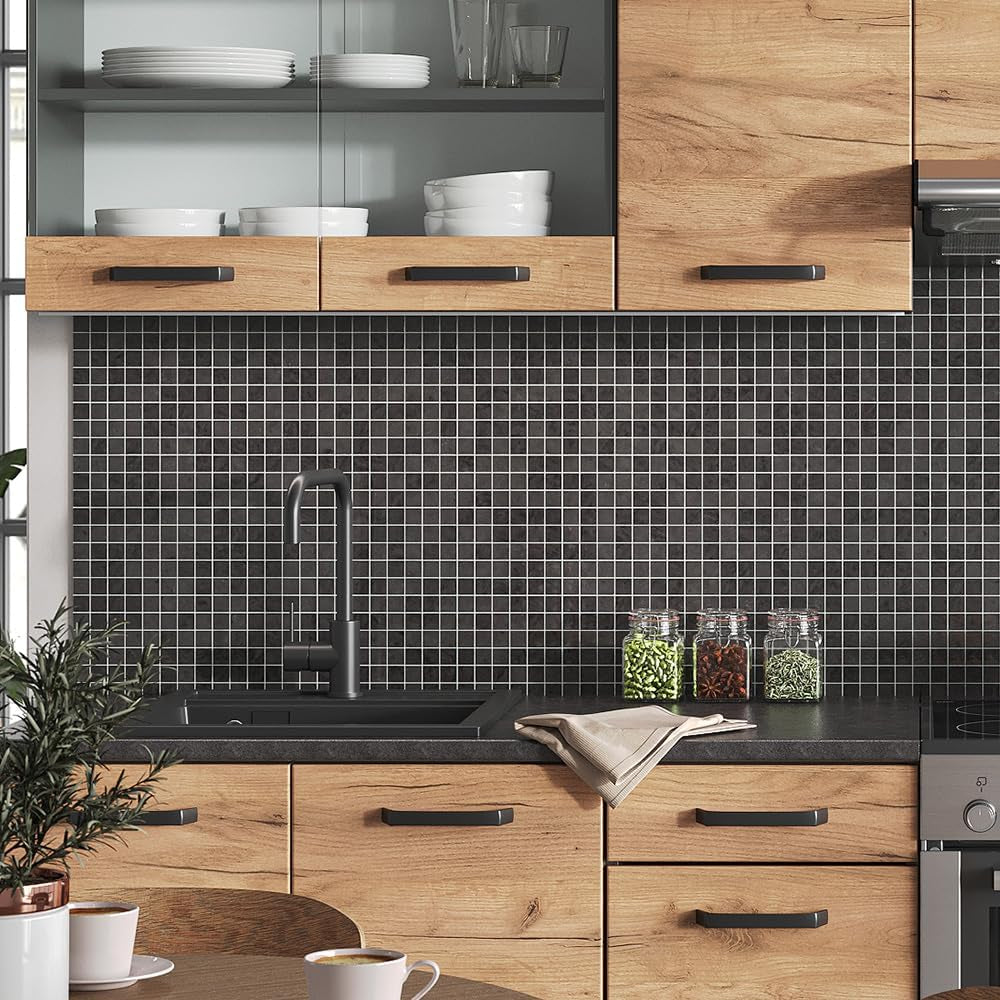 Ligne De Cuisine Raul, Chêne Doré/Anthracite, 240Cm | PT À Motifs Noirs, Combinable De Manière Flexible Avec Des Éléments Modulaires