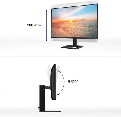 Moniteur 27E1N1600AM 27 Pouce 120Hz IPS Dalle, 4Ms Gtg, HDR10, Ajustable En Hauteur, Haut-Parleurs, USB Hub(2560X1440 HDMI 1X 1.4) Noir