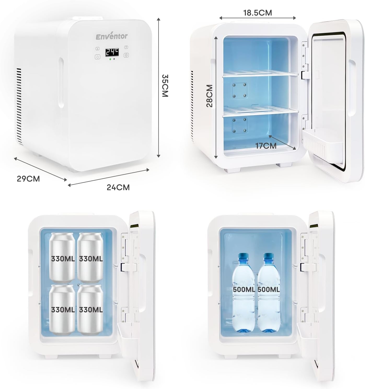 Mini Frigo10L, 220V/12V, Refroidisseur Et Réchauffeur, Portable Mini Réfrigérateur Avec Affichage LCD De La Température, Pour Voiture Voyage Cosmétiques Boisson Nourriture, Blanc