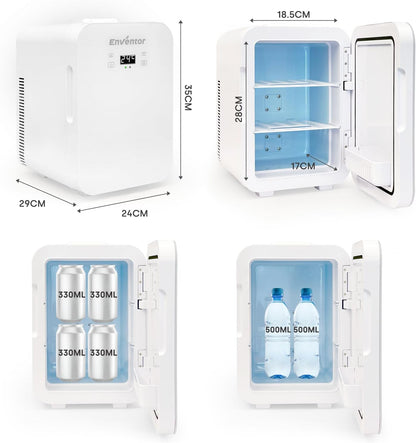 Mini Frigo10L, 220V/12V, Refroidisseur Et Réchauffeur, Portable Mini Réfrigérateur Avec Affichage LCD De La Température, Pour Voiture Voyage Cosmétiques Boisson Nourriture, Blanc