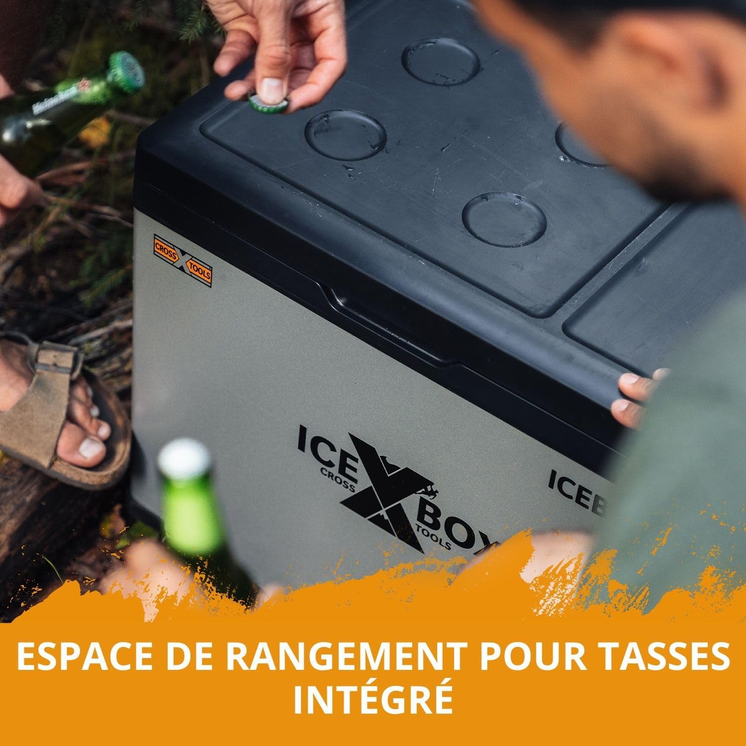 CROSS TOOLS ICEBOX 40 Glacière Électrique À Compresseur Pour Le Camping Et Les Voyages Avec Commande Par App Réfrigération À -20° C, 230 V/ 12 V/ 24 V Dimensions 65 X 37,5 X 42,7 Cm Couleur Argent