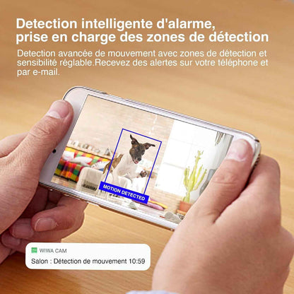 MW8 Caméra Espion Wifi 2K Ultra HD Camera Sans Fil, 5000Mah Batterie, Détection De Mouvement Intelligente, Alarme Sur Téléphone Portable, Vision Nocturne, Alarme Par E-Mail,Noir