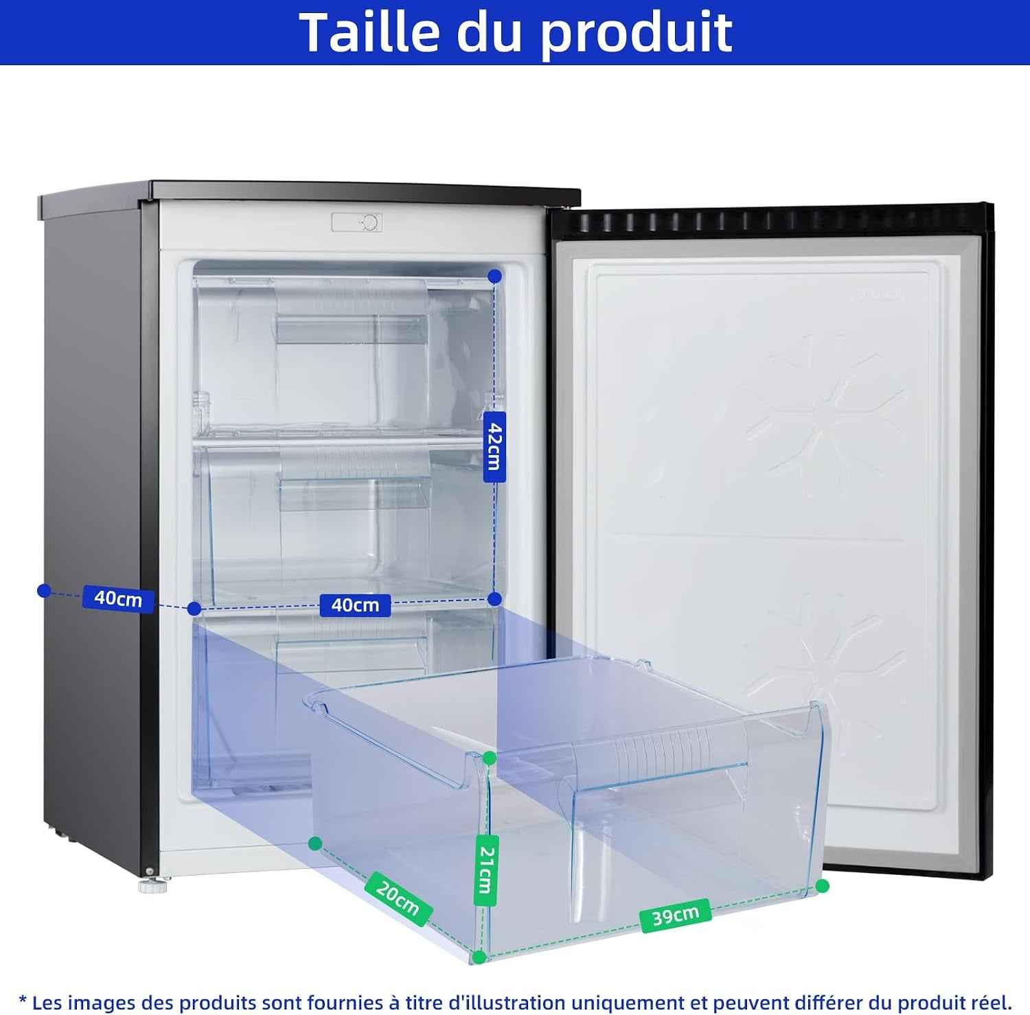 Congélateur Armoire 85L Pour Cave Ou Bureau Noir (CSD90D4D) | -24°C, 39Db, Porte Réversible, Thermostat Réglable, Gain De Place