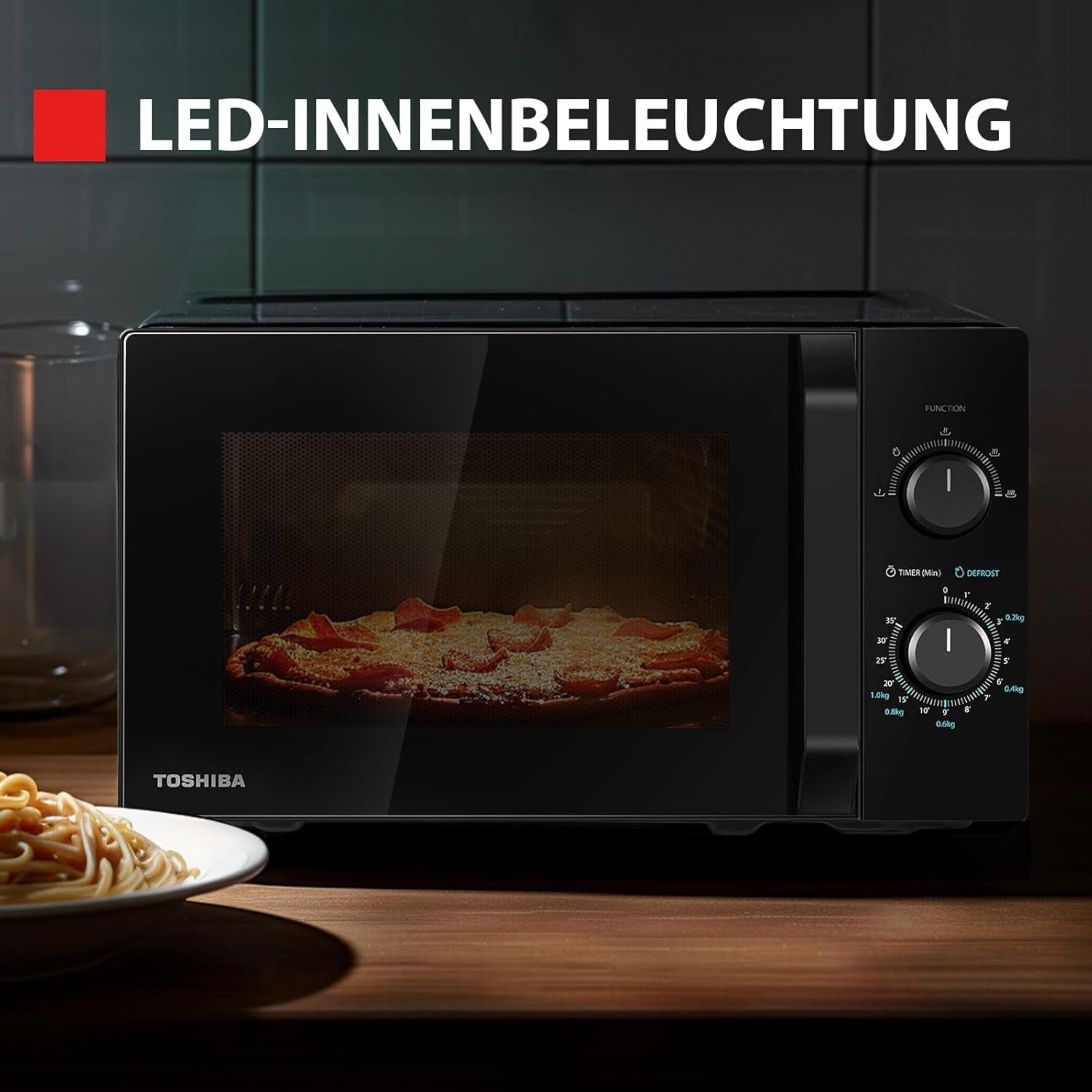 Micro-Ondes Solo 20L MW2-MM20PF(BK), Micro-Ondes Sur Pied, 800W, 5 Niveaux De Puissance, Avec Décongélation Facile, Éclairage LED À L'Intérieur, Noir