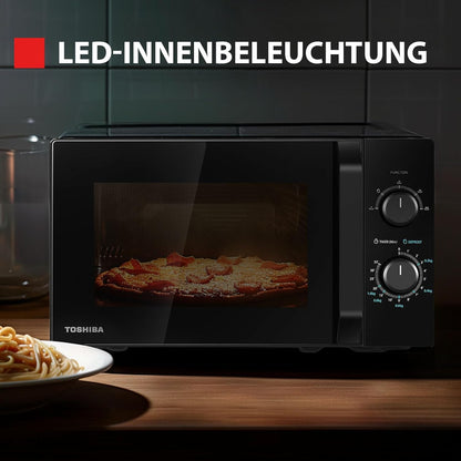 Micro-Ondes Solo 20L MW2-MM20PF(BK), Micro-Ondes Sur Pied, 800W, 5 Niveaux De Puissance, Avec Décongélation Facile, Éclairage LED À L'Intérieur, Noir