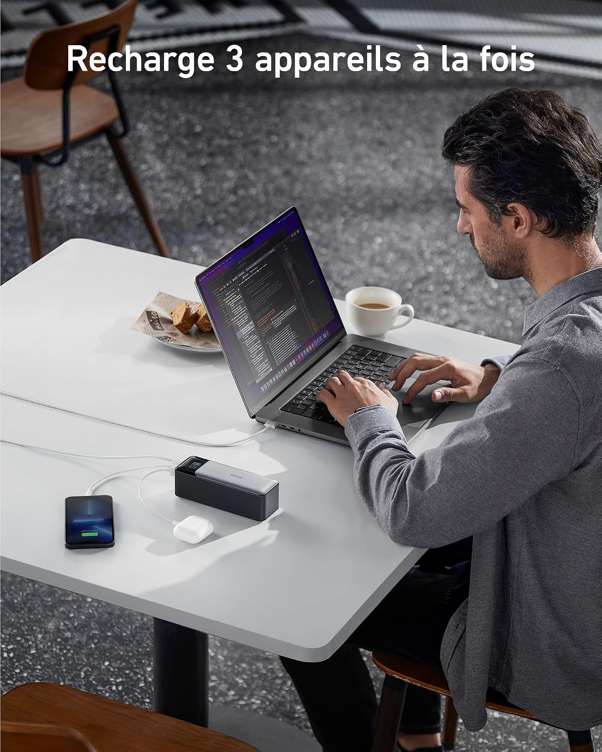 Batterie Externe 737 (Powercore 24 K) De 24000 Mah Avec 3 Ports | Puissance 140W, Écran Numérique, Compatible Avec Iphone 17 Pro Max, Samsung, Macbook, Dell, Airpods Et Plus