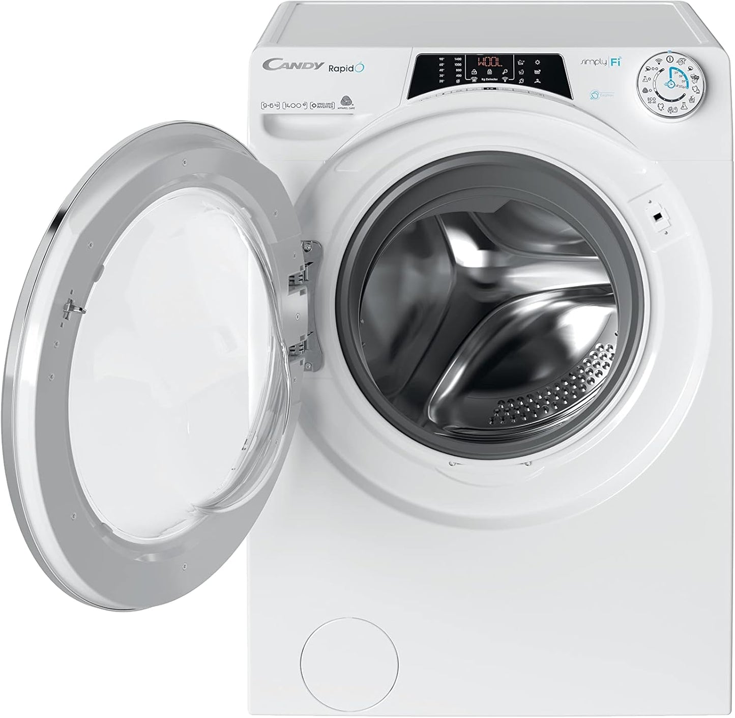 Rapidò ROW4964DWMCE/1-S Lave-Linge 9+6 Kg, 1400 Tours, Wi-Fi + BLE, Télécommande À Distance, Départ Retardé, Classe A, 60 X 58 X 85 Cm, Blanc