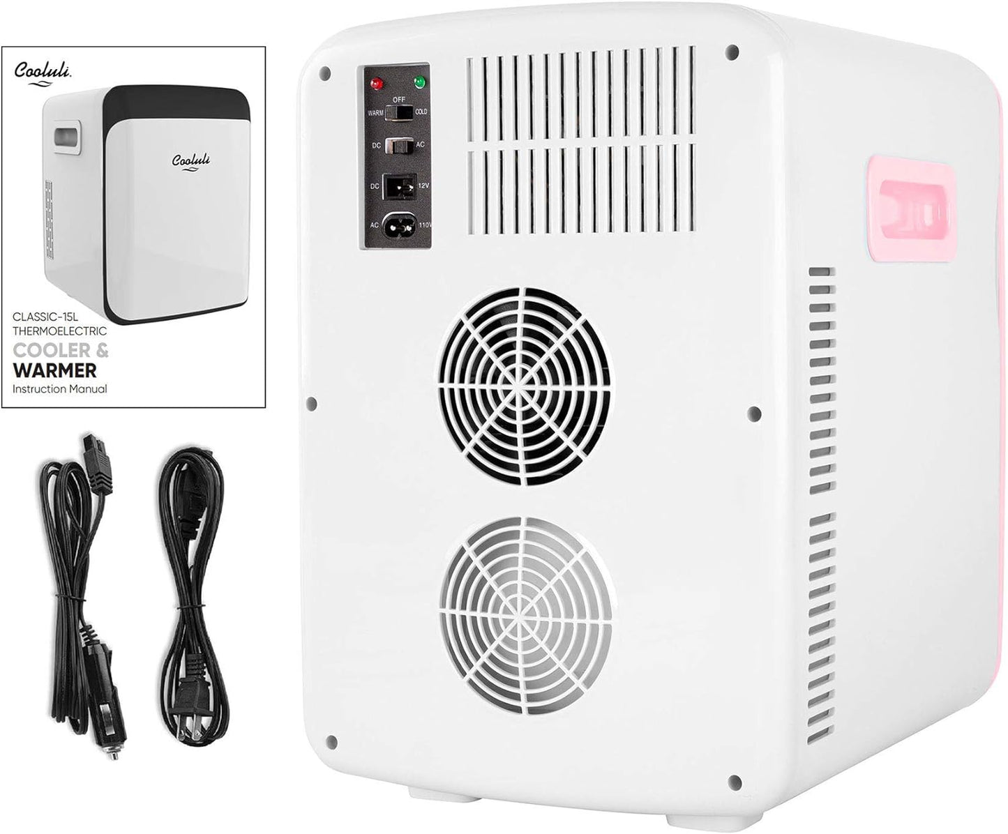 Cooluli Mini Réfrigérateur 15 L Pour Chambre À Coucher, Voiture, Bureau Et Dortoir Universitaire – Glacière Et Réchauffeur Portable 12 V Pour Nourriture, Boissons, Soins De La Peau, Beauté, Maquillage