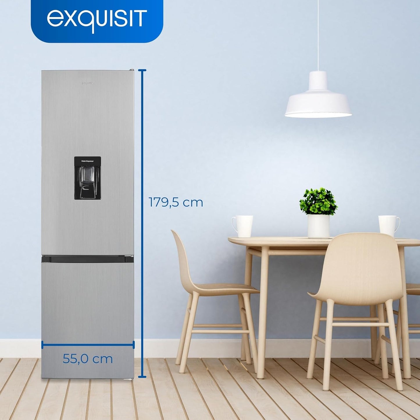 Exquisit Réfrigérateur-Congélateur KGC265-70-WS-040D Inoxlook | Capacité Utile 260 L
