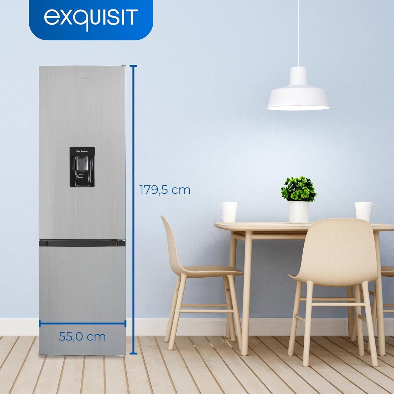 Exquisit Réfrigérateur-Congélateur KGC265-70-WS-040D Inoxlook | Capacité Utile 260 L