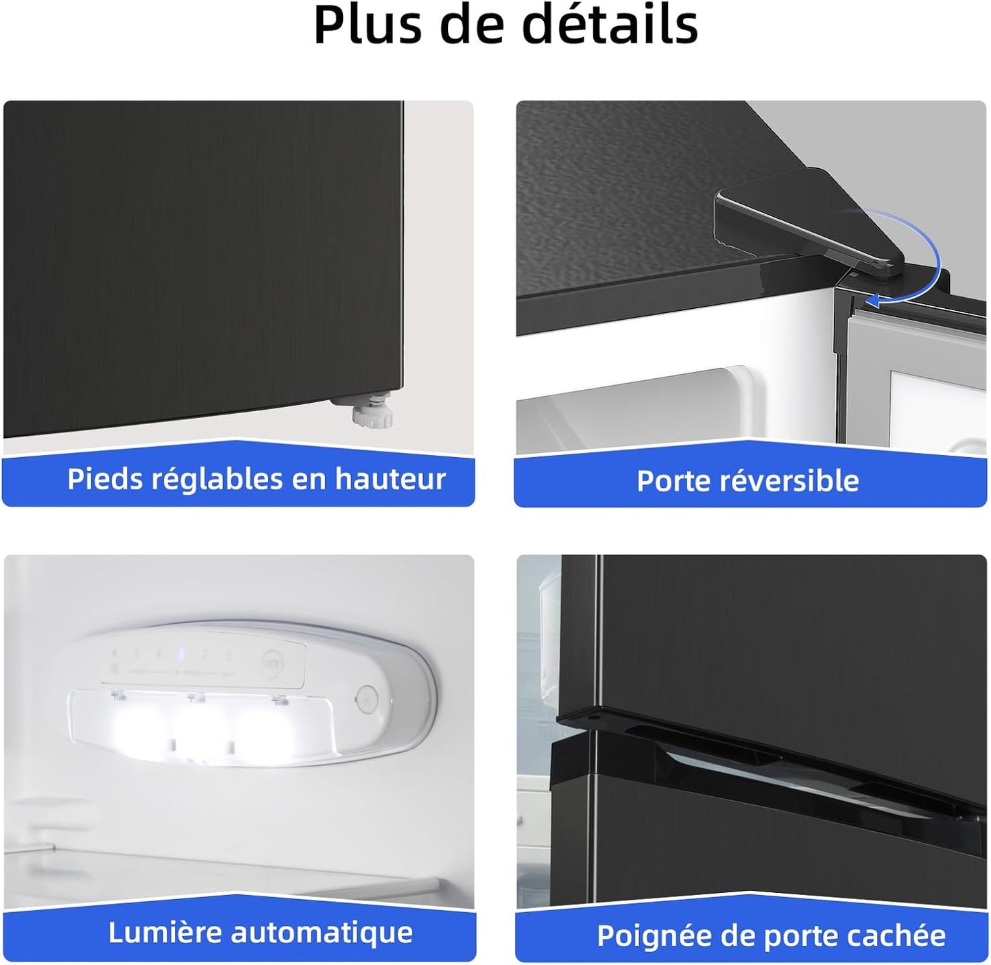 CBM159LEBD Réfrigérateur Congélateur Bas157 Litres (109 + 48) Low Frost, Faible Bruit, Refroidissement Rapide, Faible Emcombrement | Congélateur 4 Étoiles, Éclairage Intérieur LED, Réglage Flexible, Charnière Porte Reversible, Largeur 47Cm