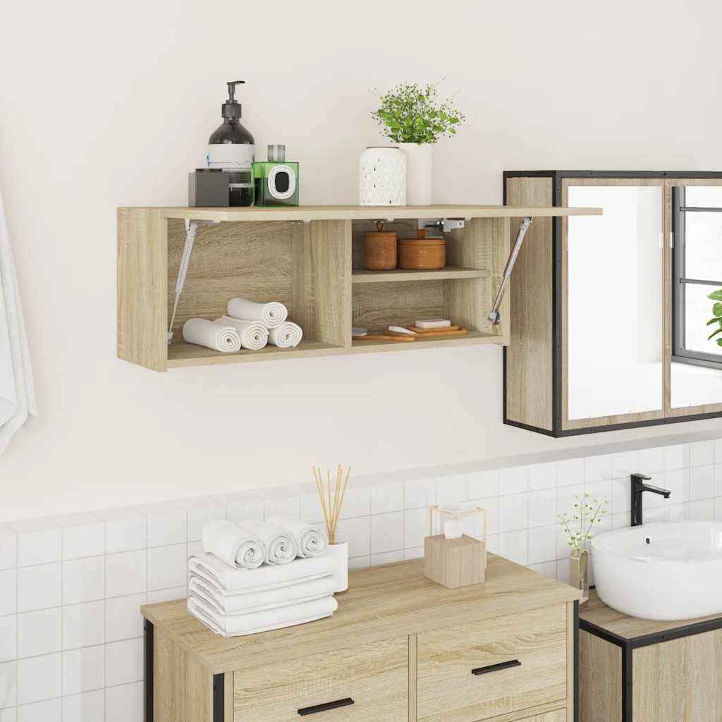Armoire Murale De Bain Chêne Sonoma 80X25X30 Cm Bois Ingénierie