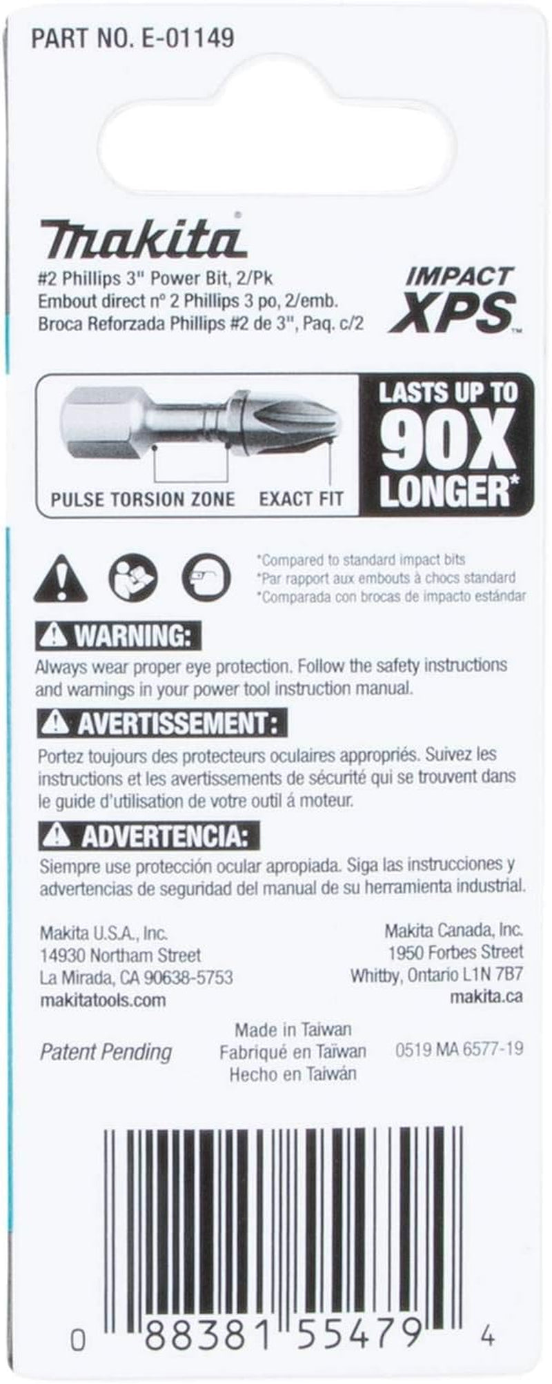 E-01149 Impact XPS™ #2 Phillips 3 Po, 2/Paquet