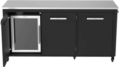 ® Réfrigérateur 60L – Porte Vitrée & Cadre Acier Inoxydable – Frigo Compact Pour Cuisine Extérieure – Silencieux 46Db – Classe Énergétique G – Design Noir