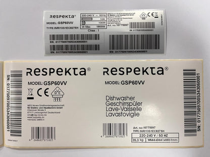 Respekta Lave-Vaisselle Entièrement Intégré 60 Cm / Lave-Vaisselle Encastré Avec Panier À Couverts / 4 Programmes / Départ Différé / 12 Couverts / GSP60VV / Silencieux 49 Db