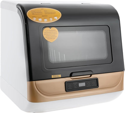 Mini Lave-Vaisselle Table Espace Couverts Sur Mesure Maison Bureau Camping Dortoirs Lavage Fruits Petit Lave-Vaisselle Portable Multifonction Pas D'Installation Nettoyage Complet (Or)