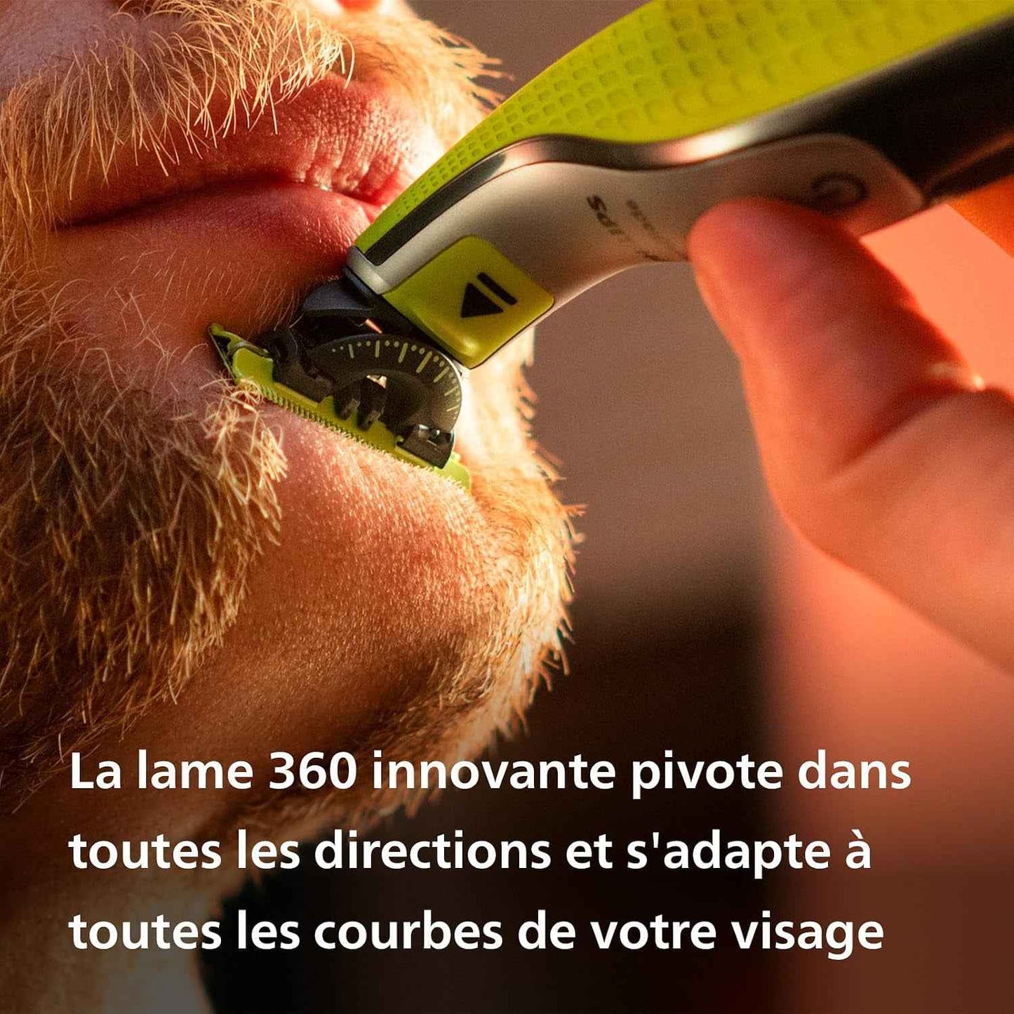 Oneblade 360 Hybride Visage : Rasoir/Tondeuse À Barbe Électrique, Avec Innovation Lames 360, 2 Lames 360 Pour Le Visage, 1 Sabot Réglable 5 En 1 (Modèle QP2734/30)