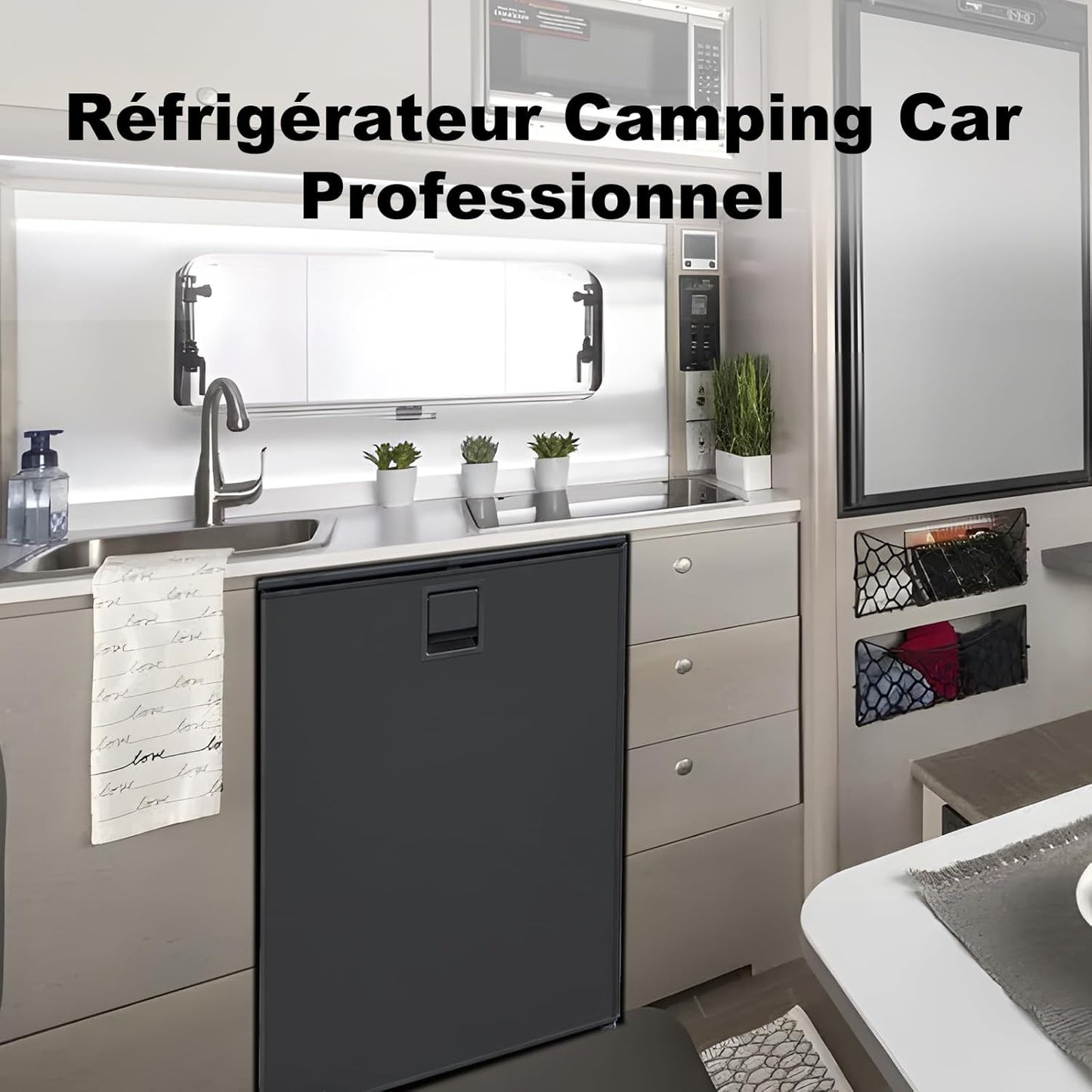 Frigo Compression 12V, 85L Avec Congélateur, Frigo Camping Car, Frigo 12V, Frigo Camion 24V, Réfrigérateur Pour Voiture Caravane Van Aménagé Fourgon Bateau, -15 À 10 ℃, Noir